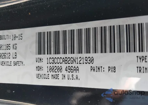 2016 Chrysler 200 Limited from USA, damaged, VIN 1C3CCCAB2GN121930